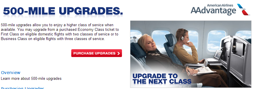 American Airlines 500 mile upgrades
